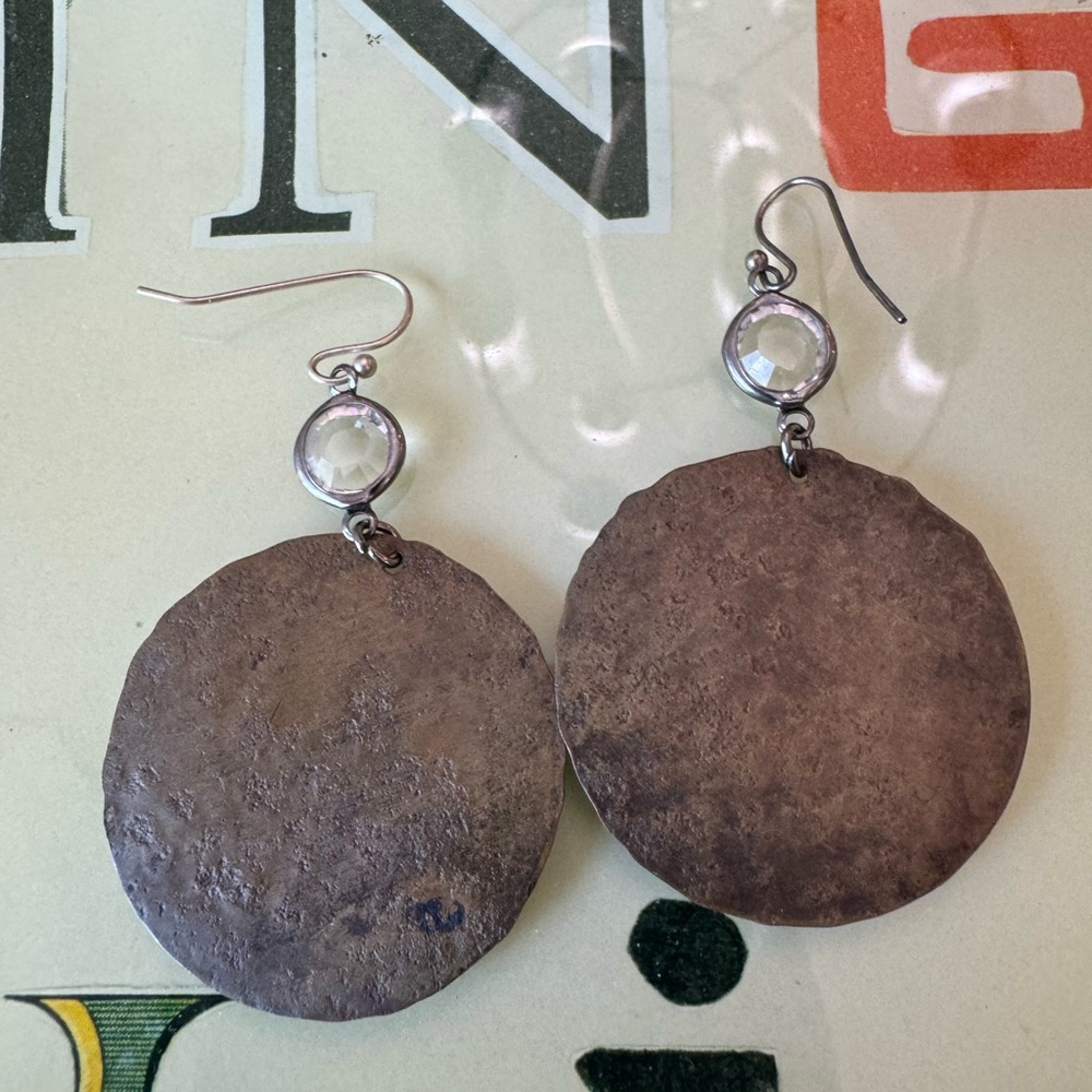 Native American Silver/Crystal Drop Earrings. - image 3
